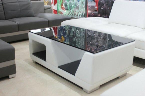Couchtisch Tisch Couchtische Glastisch Tische Designer Weiß Kunstleder
