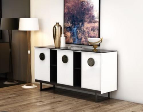 Designer Kommode Anrichte Schrank Regal Metall Luxus Wohn Zimmer