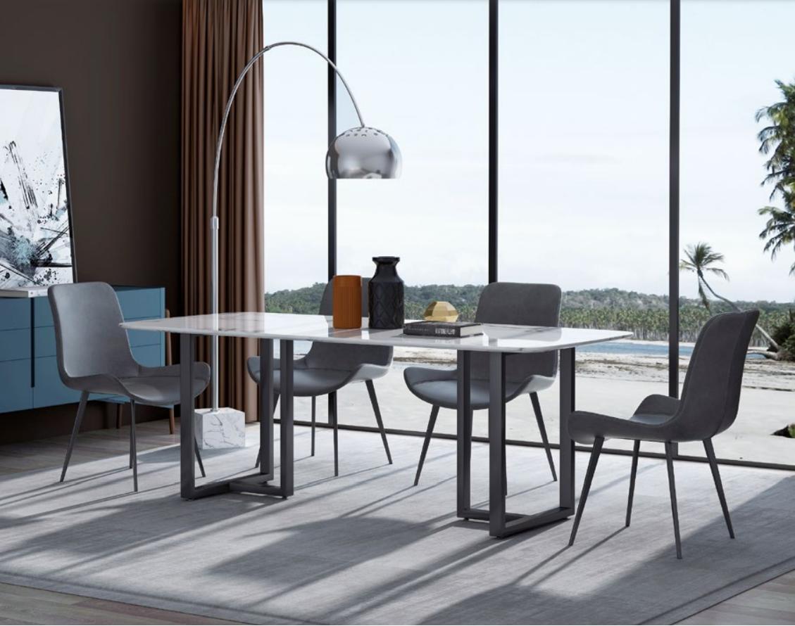 Design Esszimmer Gruppe Tisch + 4 Stühle Sitz Polster Deko Garnitur Tische