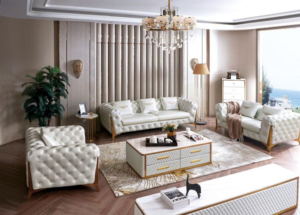 Luxus Chesterfield Sofagarnitur 3+2+1 Sitzer mit Couchtisch Möbel Couch