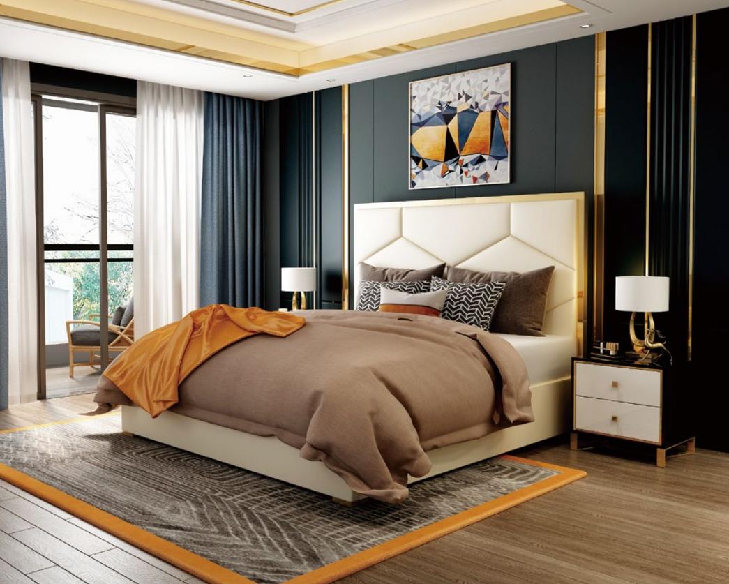 Bett Deko Polster Design Luxus Doppel Hotel Betten Schlaf Zimmer Leder