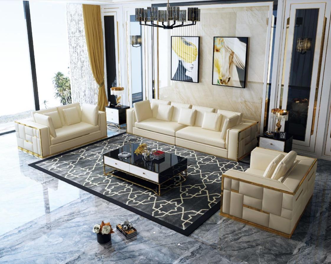 Design Sofa Couch Polster Sitz Garnitur 3+2+1+ Chaiselongue Leder Luxus