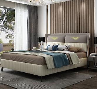 Designer Doppelbett Bett Hotel Luxus Schlafzimmer 150/180x200cm Leder
