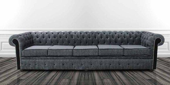 Chesterfield 5 Sitzers Klassische Luxus Barock Rokoko Sofa Couch Textil