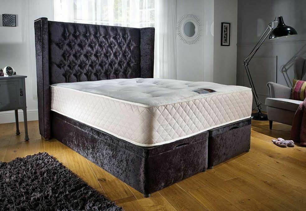 Chesterfield Designer Bett Schlafzimmer Textil Leder Polster Samt 160x200