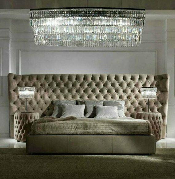 Bett Polster Luxus Doppel Betten Schlaf Zimmer Textil Chesterfiel King Size