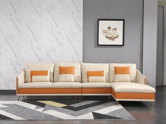 Couch Ecksofa Leder Wohnlandschaft Garnitur Deko Design Modern Sofa L-Form