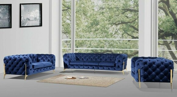Italienische Sofa 2x Einsitzer Couch Set Polster Set Chesterfield Neu 1+1 Sitz