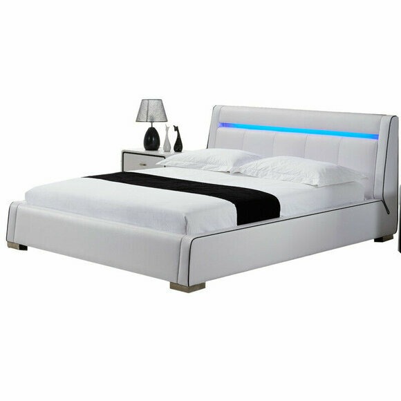 Design Leder Bett Doppel Ehe Modernes Hotel Gestell Luxus Schlaf Zimmer