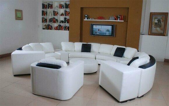 Wohnlandschaft Rund Ecksofa Leder Runde Couch Garnitur Sofa Couch Ecke