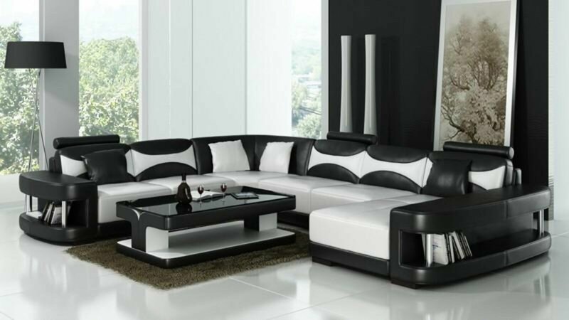 xxl big Wohnlandschaft U Form Ecksofa Sofa Couch Polster Garnitur Leder