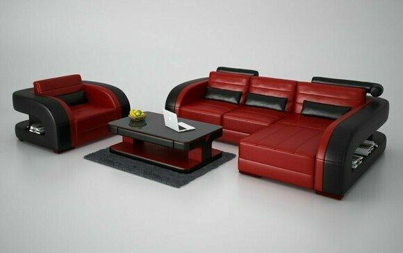 Moderne Sofa Eckgarnitur L Form Polster Sitz Ecke Couch + Sessel Sofas