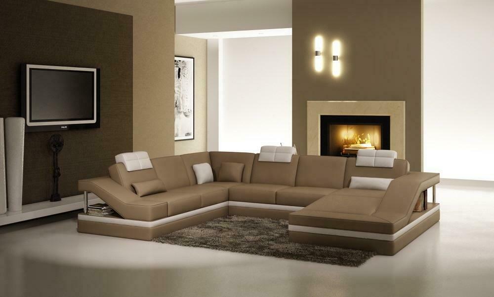 Ecksofa Ledersofa Polster Sofa Wohnlandschaft Couch Eckgarnitur U Form
