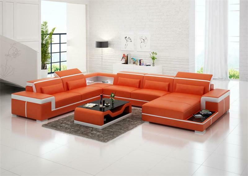 Sofa Couch Polster Garnitur Wohnlandschaft Design Ecksofa Leder Neu