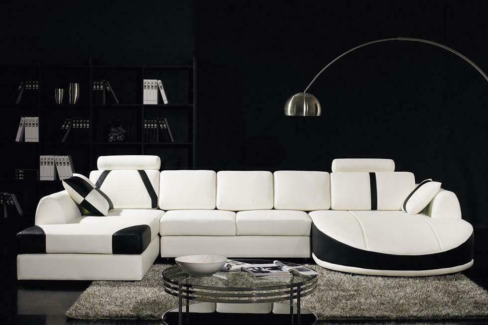 Ecksofa Ledersofa Polster Wohnlandschaft Sofa Couch Eckgarnitur U Form