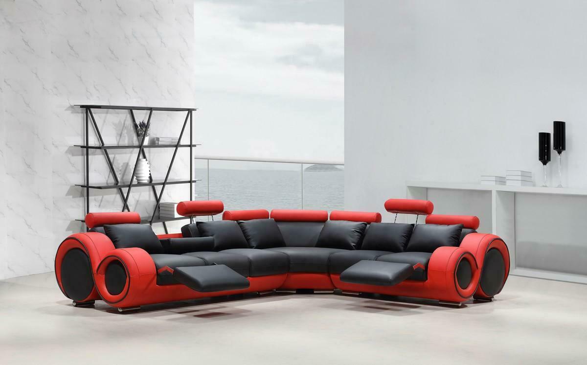 Designer Sofa Garnitur Wohnlandschaft Couch Ecksofa Leder Textil Polster