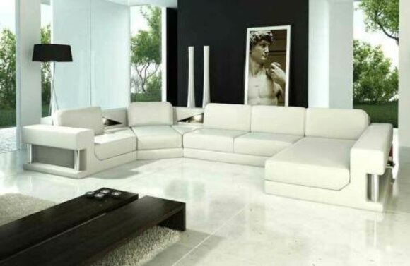 Ledersofa Ecksofa Garnitur Polster U Form Couch Sofa Design