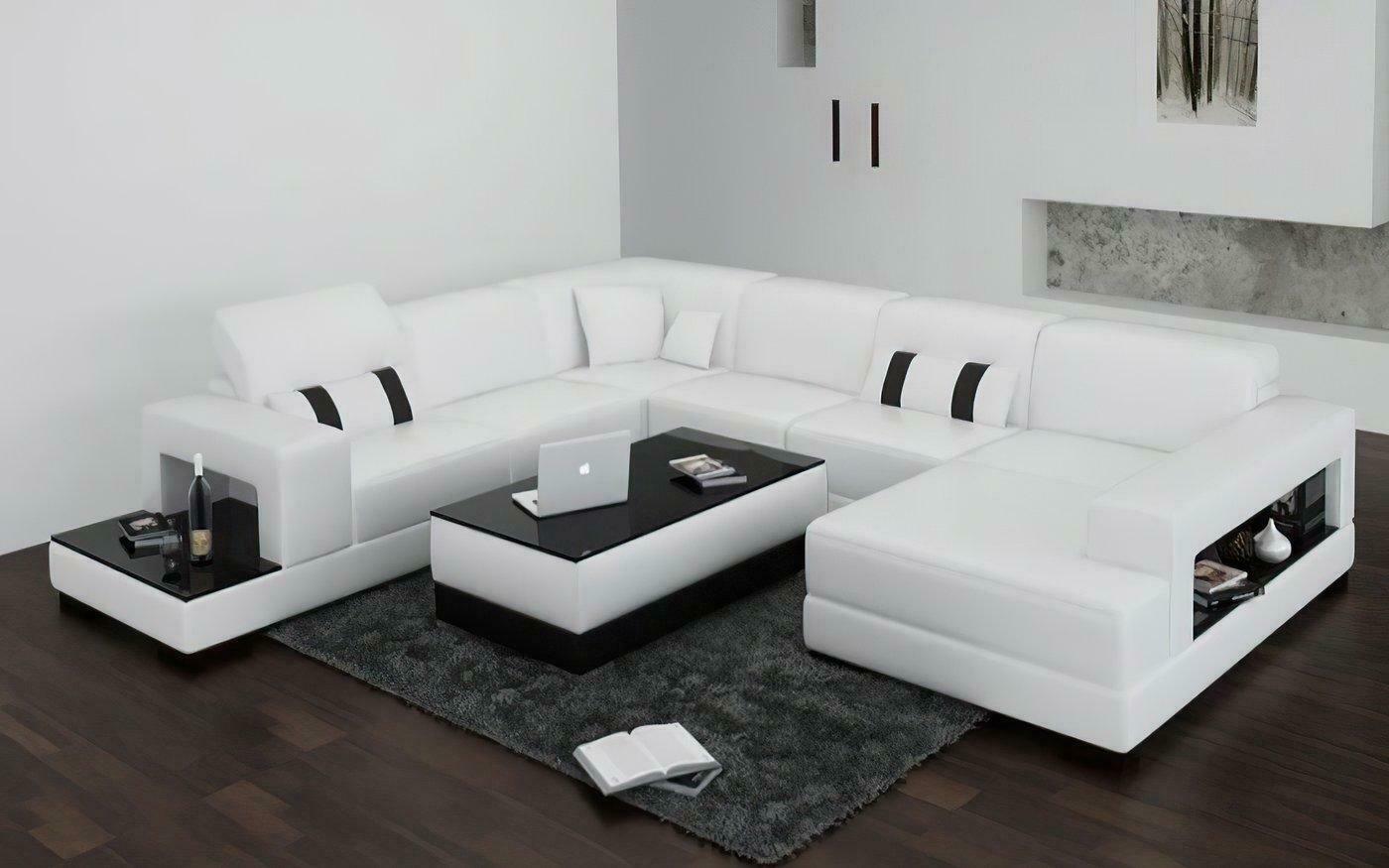 Ecksofa Sofa Couch Polster Deko Wohnlandschaft Leder Eck Sofas Garnitur