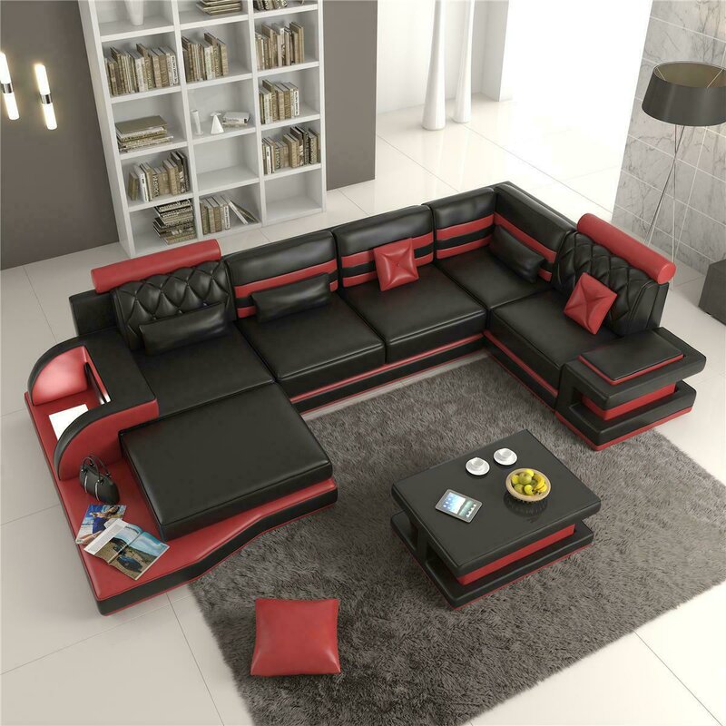 Ecksofa Ledersofa Big xxl U Form Wohnlandschaft Sofa Couch Garnitur