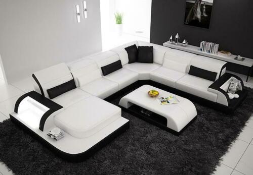 Wohnlandschaft Extra Luxus Klasse Ecksofa Couch - Eckgarnituren Ledersofa