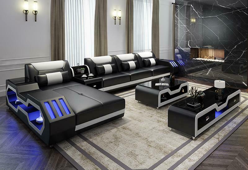 Wohnlandschaft L Form Ecksofa + Couchtisch + Sideboard Design