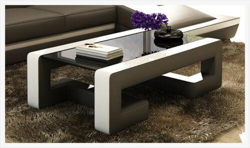 Sofatisch Design Tisch Wonzimmer Glas Leder Couch Dekorative Beistell Sofa