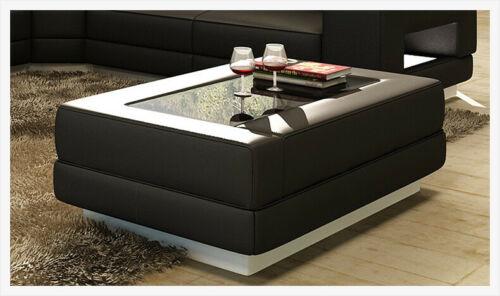 Designer Couchtisch Polster Tisch Leder Glas Moderner Schwarz Tische Glastische