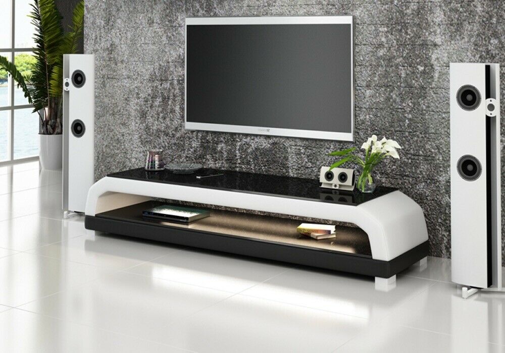 rtv tv Sideboard Leder Glas Tisch Fernseh Schrank Tisch Designer