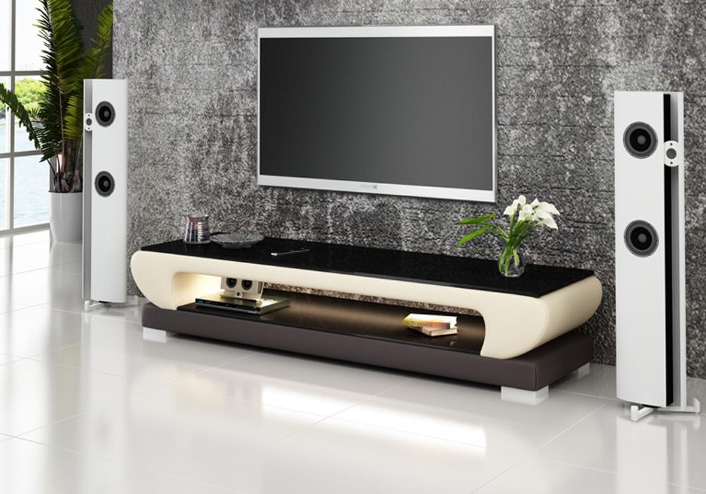Sideboard rtv tv Leder Glas Tisch Fernseh Schrank Tisch Designer