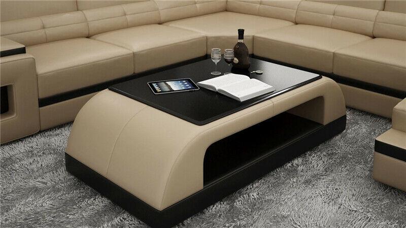 Sofatisch Glas Design Kaffee Tisch Wonzimmer Leder Couch Beistell