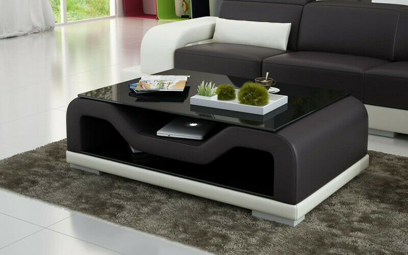 Leder Couchtisch Moderner Tisch Glastisch Design Tische Glas