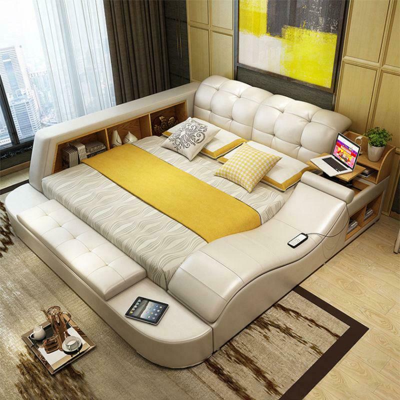 Luxus Funktions Bett mit Tresor Laptop Ablage Doppel Ehe Betten xxl Hotel