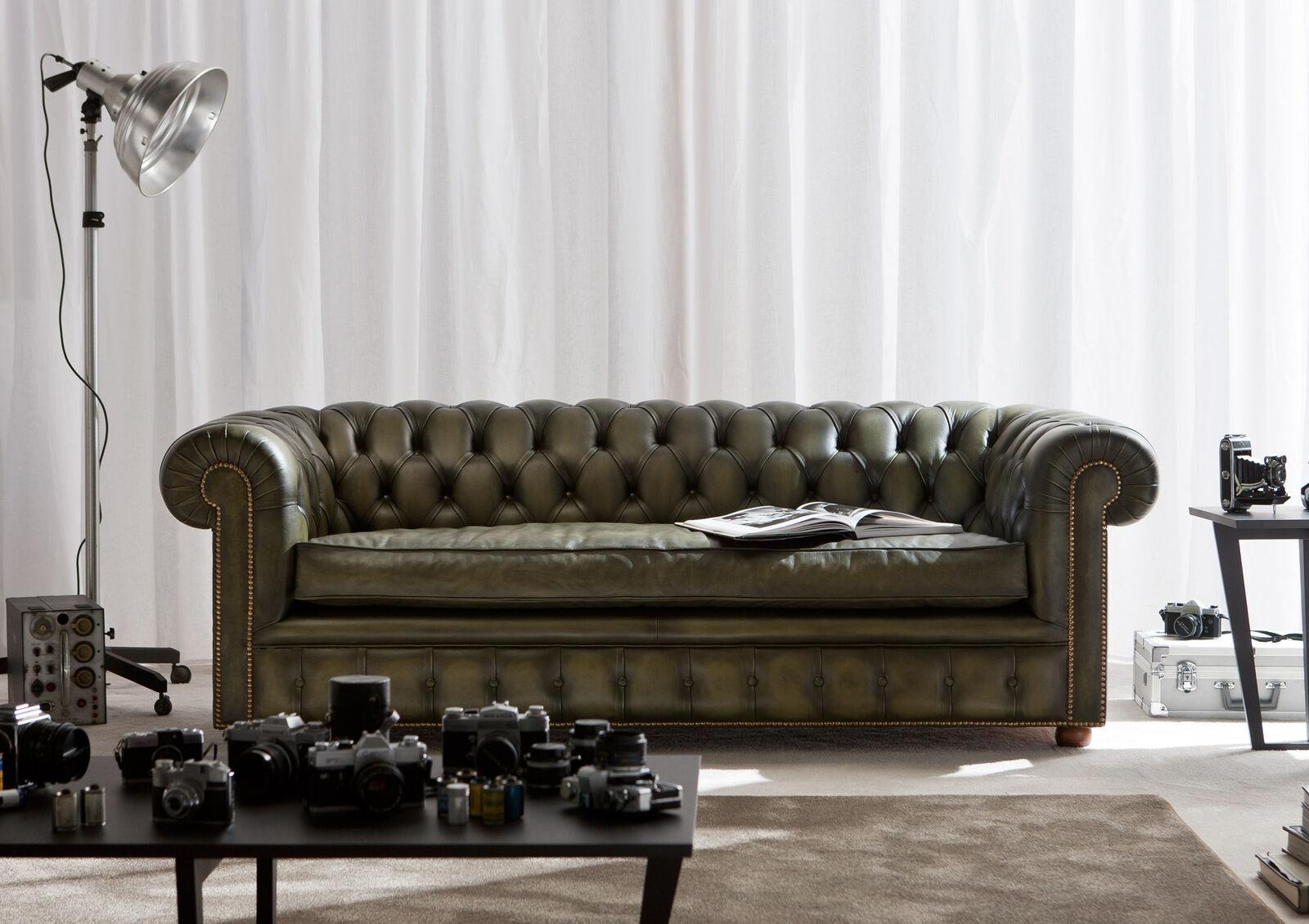 Chesterfield Sofa Couch Polster Garnitur 3 Sitzer Sofas Klassisch Neu