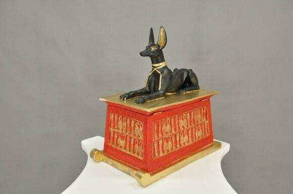 Schatule Handbemalt Ägypten Skulptur Figur Schlüssel Kasten Box Sarkofag