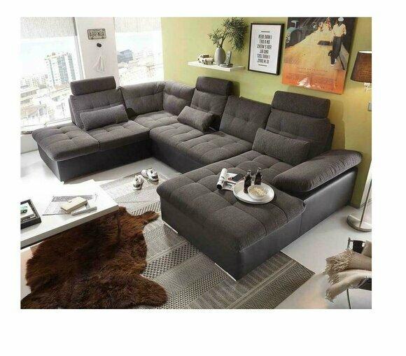 Ecksofa U-Form Sofa Wohnlandschaft Garnitur Bettfunktion Design Polster