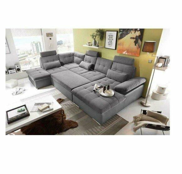 Design Ecksofa Stoff L-Form Bettfunktion Couch Polster Eck Modern
