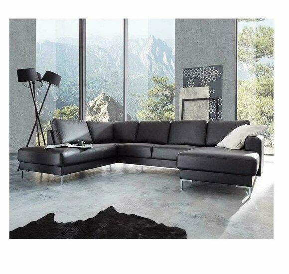 Ecksofa Sofa Couch Polster Wohnlandschaft Deko Leder Eck Sofas Garnitur