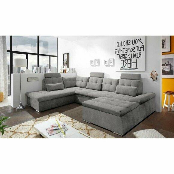 Ecksofa U-Form Sofa Wohnlandschaft Garnitur Bettfunktion Polster Design