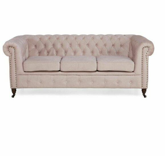 Klassische Chesterfield Möbel 3 Sitzer Couch Textil Stoff Sofa Edles Design Neu
