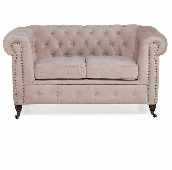 Luxus 2 Sitzer Couch Polster Sofa Textil Stoff Couchen Garnitur Chesterfield Neu
