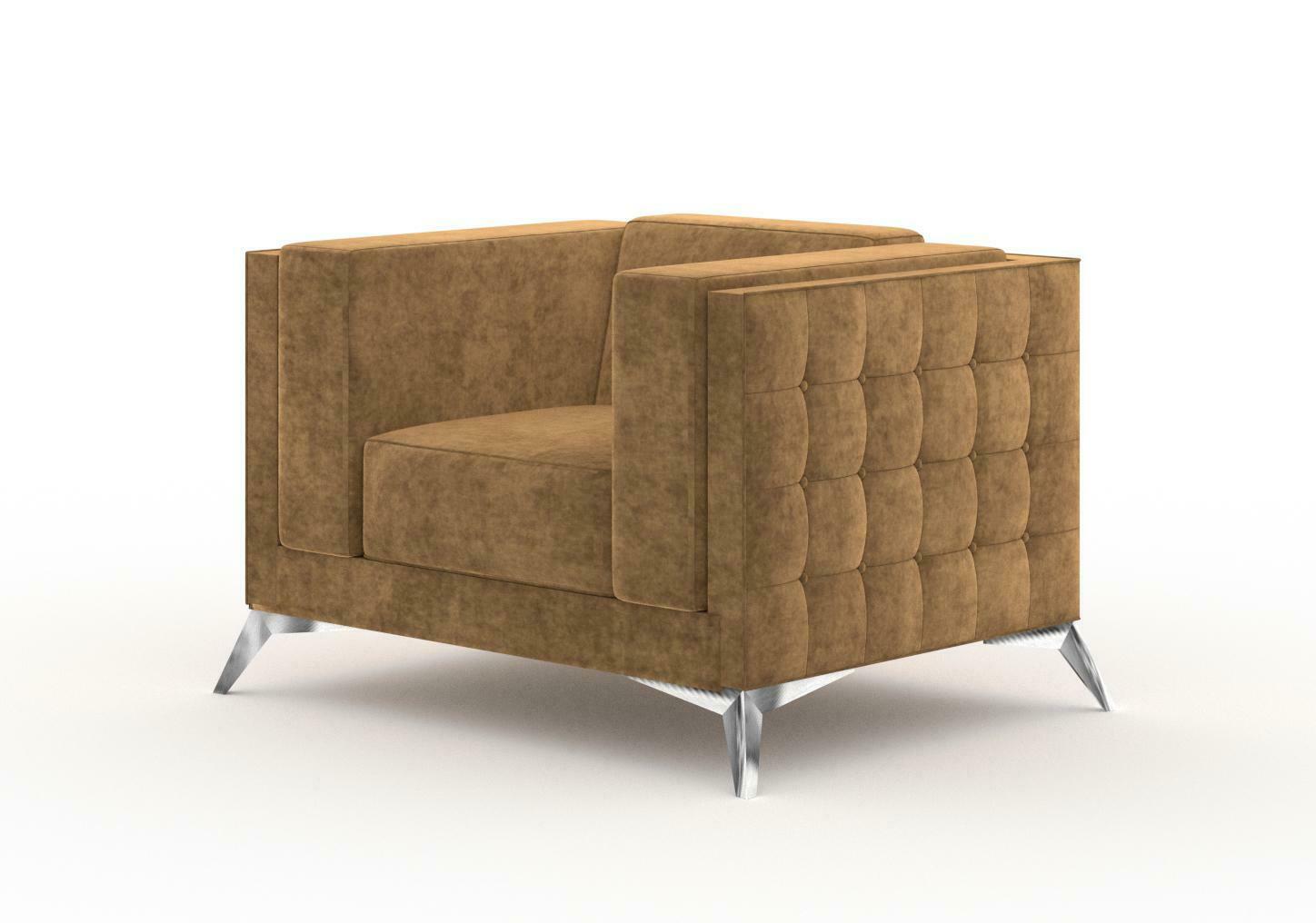 Chesterfield Sessel Fernseh Couch 1 Sitzer Sofa Stoff Couchen Polster Textil