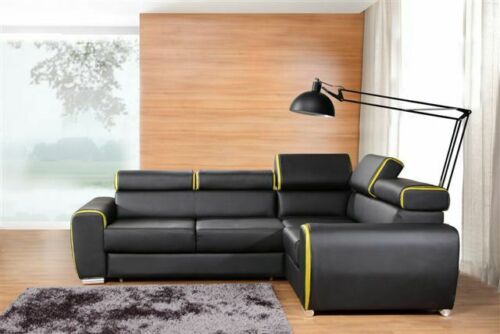 Design Ecksofa L-form Bettfunktion Couch Leder Textil Sofas Couchen