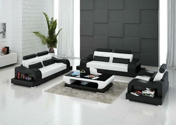 Sofa Leder Polster Sitz Garnitur 3+2+1 Design Couch Garnituren Sofas