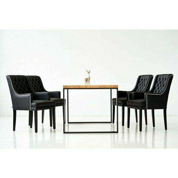 Esszimmer Tisch + 6 Chesterfield Stühle Gruppe Stuhl Garnitur Polster