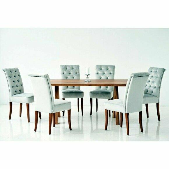 Design Esszimmer Tisch + 6 Chesterfield Lehnstühle Stuhl Sitz Gruppe