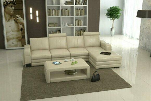 Leder Modern Couch Wohnlandschaft Ledersofa Sofagarnitur Sofa L-Form