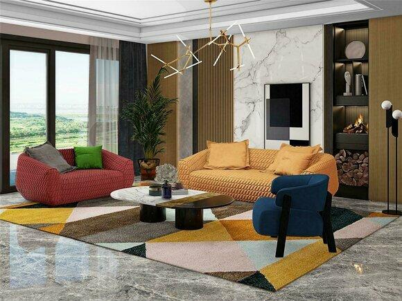 Luxuriöse Sofagarnitur Textil Polster Couchen Sofa Wohnzimmer 3+2 Set