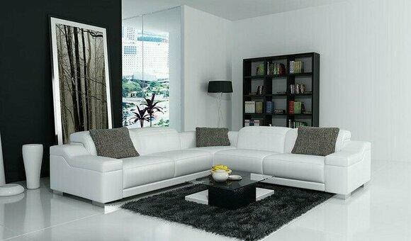 Ecksofa Sofa Couch Polster Wohnlandschaft Leder Eck Deko Sofas Garnitur