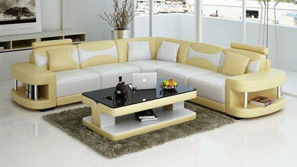 Design Ecksofa Leder Sofa Couch Polster Eck Sitz Wohnlandschaft Garnitur