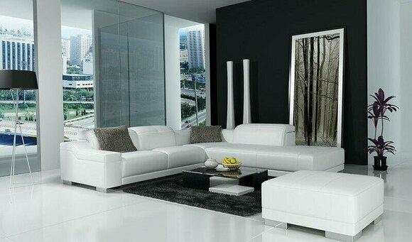 Designer Sofa Garnitur Couch Ecksofa mit Hocker Wohnlandschaft Polster